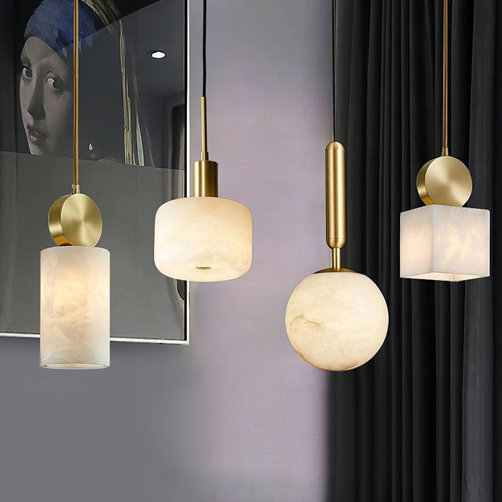 Lyrindis Cylinder Alabaster Pendant Light - Letslighting
