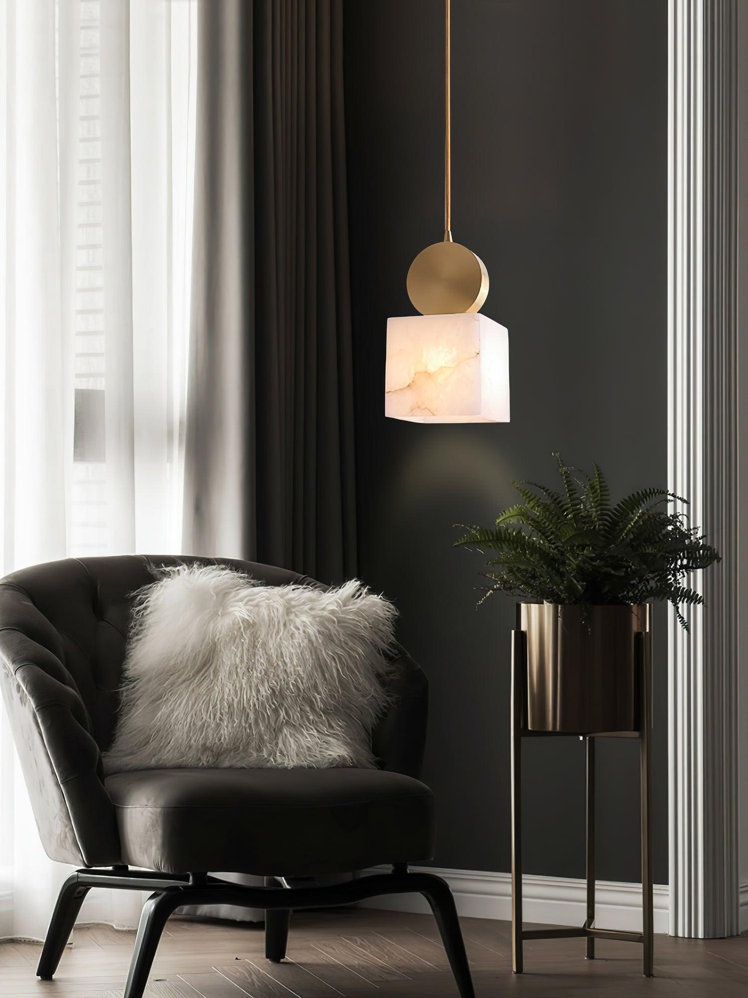 Lyrindis Cylinder Alabaster Pendant Light - Letslighting