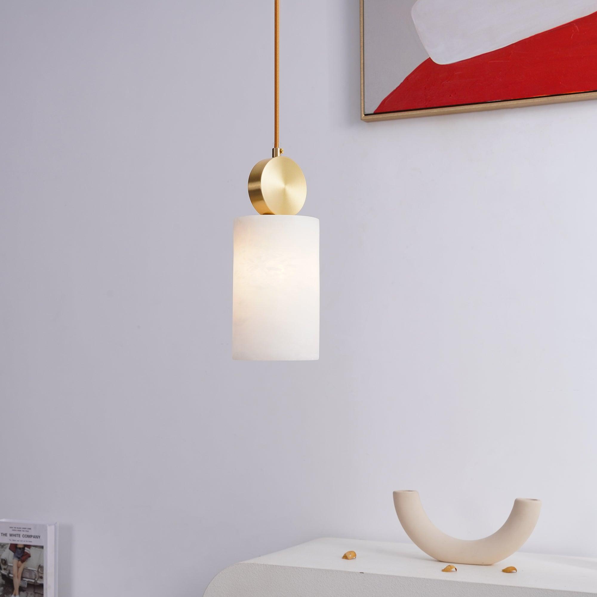 Lyrindis Cylinder Alabaster Pendant Light - Letslighting