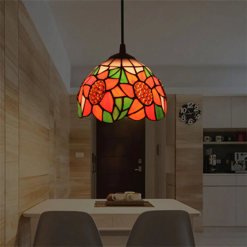 Tiffany Retro LED Lámpara Colgante Multicolor Metal Vidrio Salón