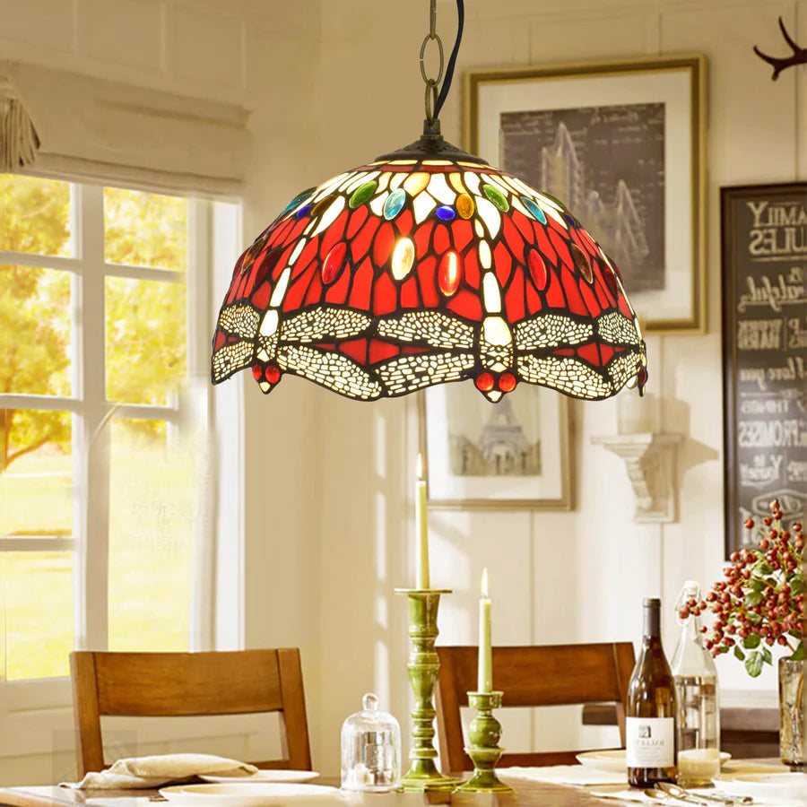 Tiffany Vintage LED Lámpara Colgante Vidrio Dormitorio/Salón