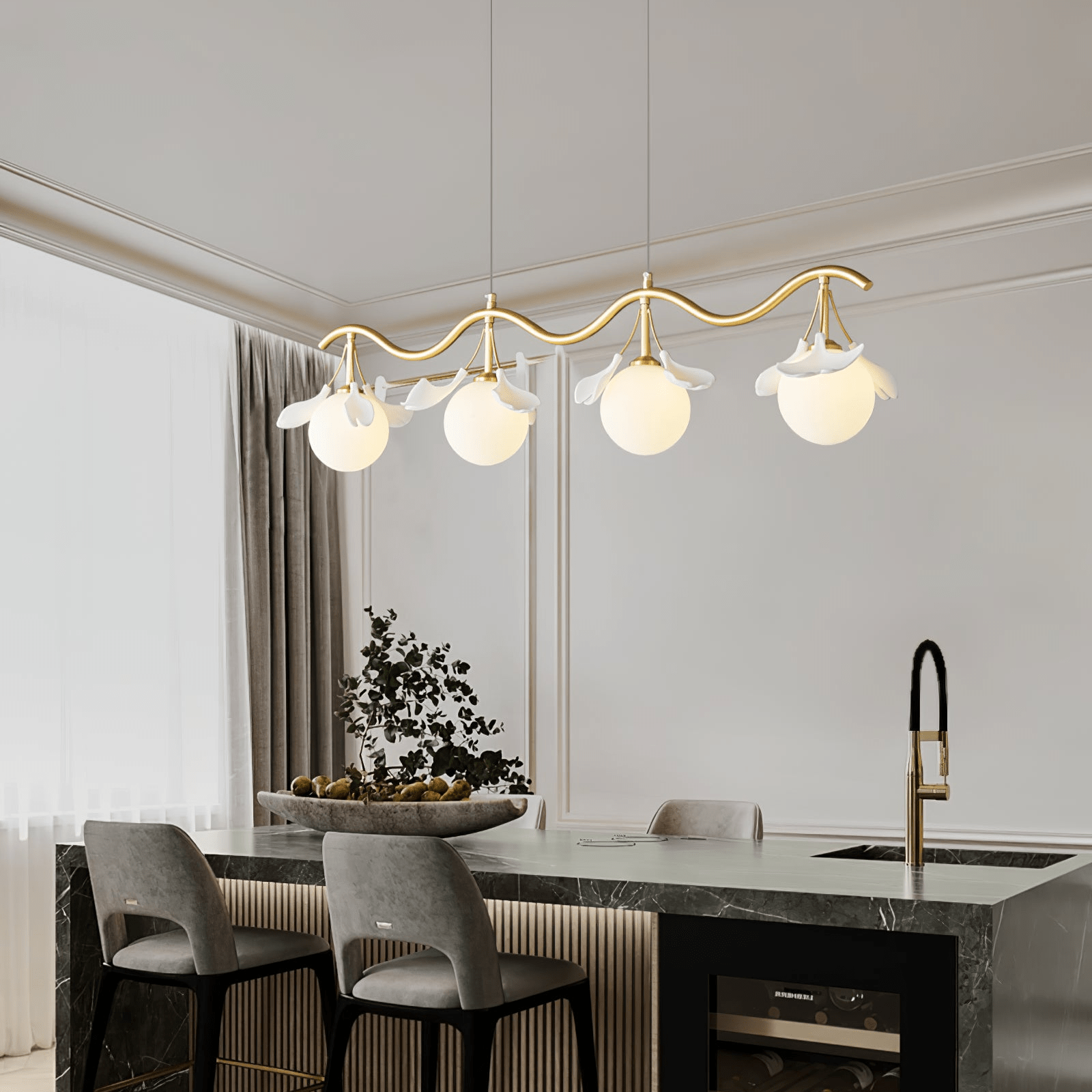 Evenielis Floral Brass Chandelier - Letslighting