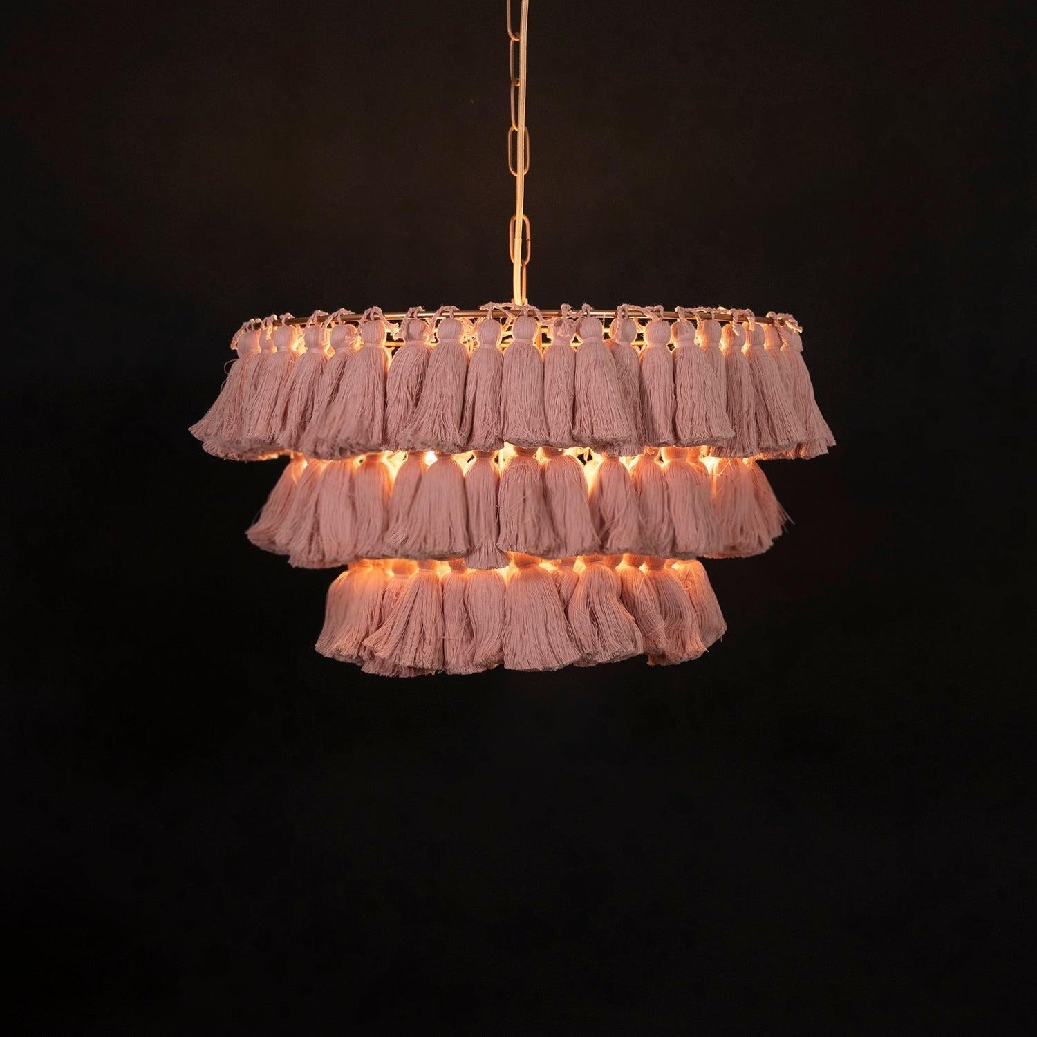 Lustra Chandelier Pink Bohemian Chic Lámpara de Araña Rosa Bohemia Chic