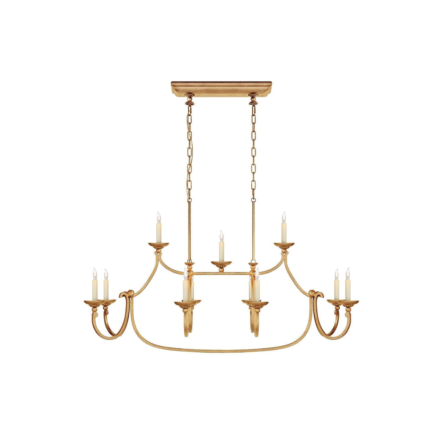 Ercare Vintage Industrial Linear Brass Fabric Chandelier - Lamp Copper