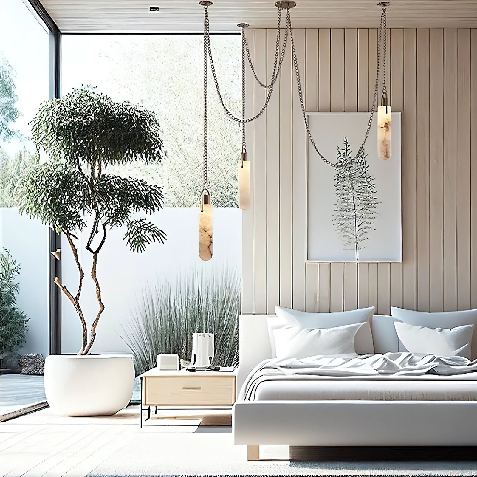 Uphaos Modern Minimalist Alabaster Metal Pendant Lamp - Lamp Copper