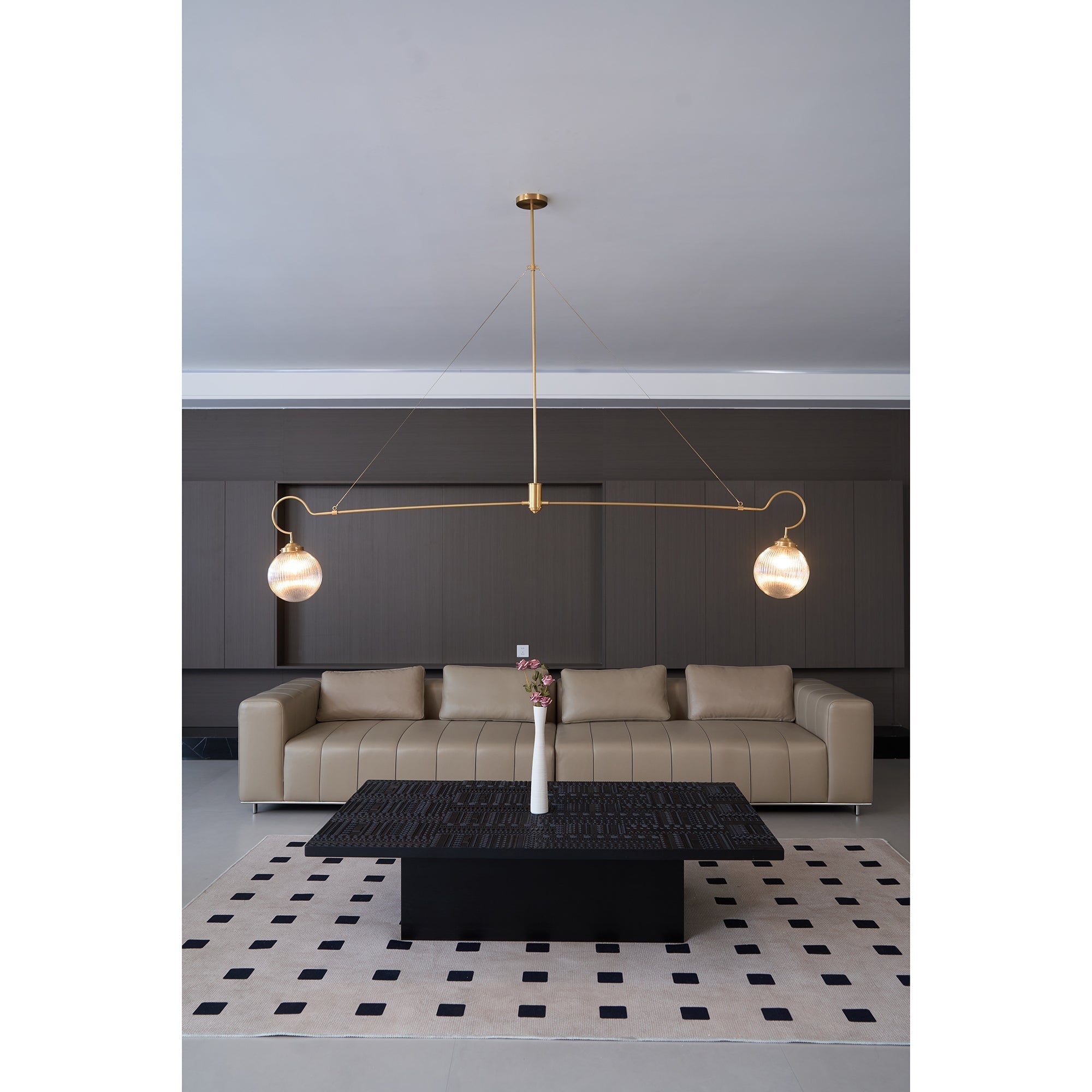 Vavenia Modern Minimalist Brass Glass Chandelier - Lamp Copper