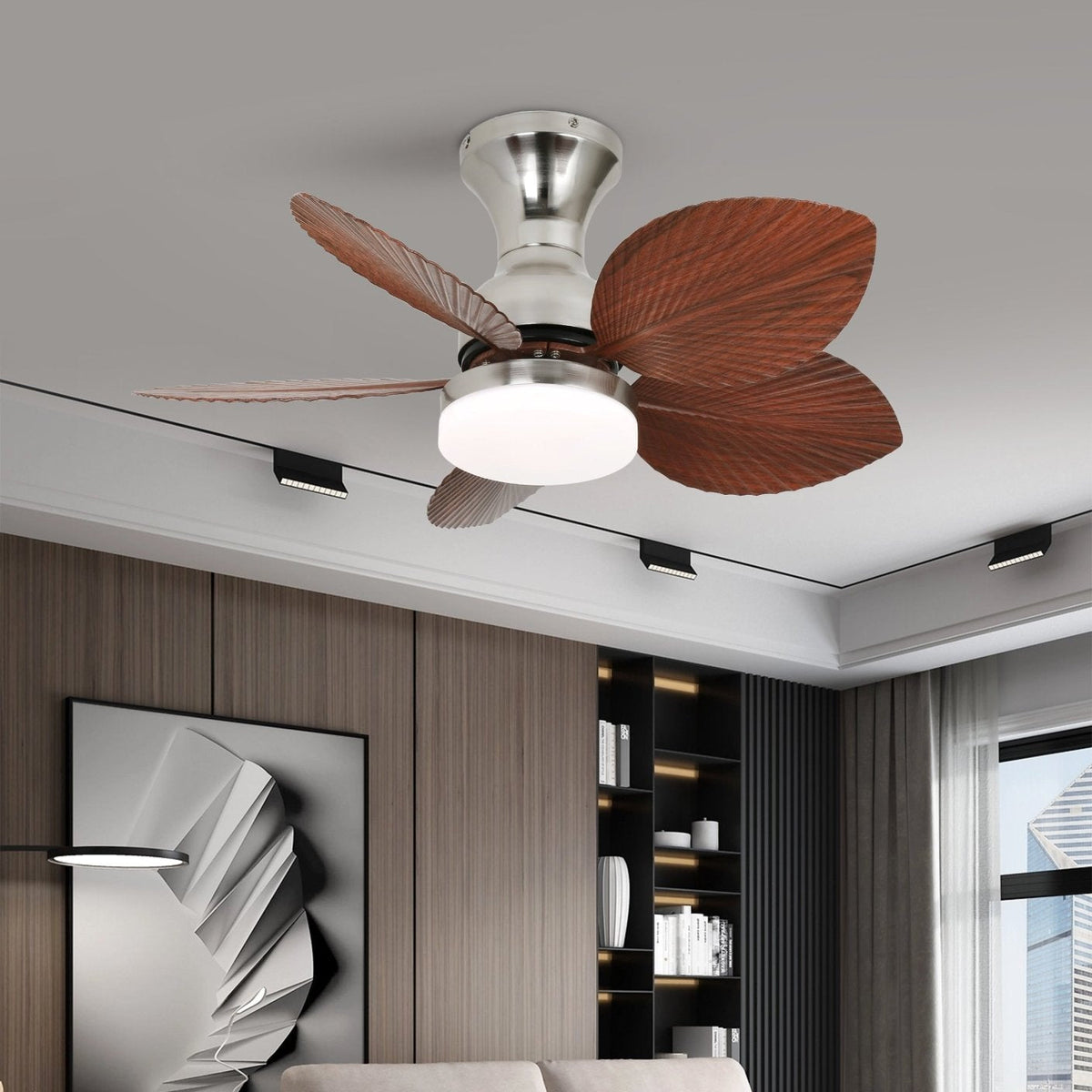 Diagrama mostrando las dimensiones del Ventilador de Techo con Luz Florence Vintage de Madera Modelo B