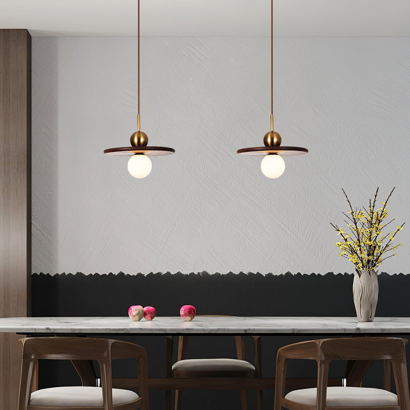 Flying Saucer Walnut Pendant Lamp - Letslighting