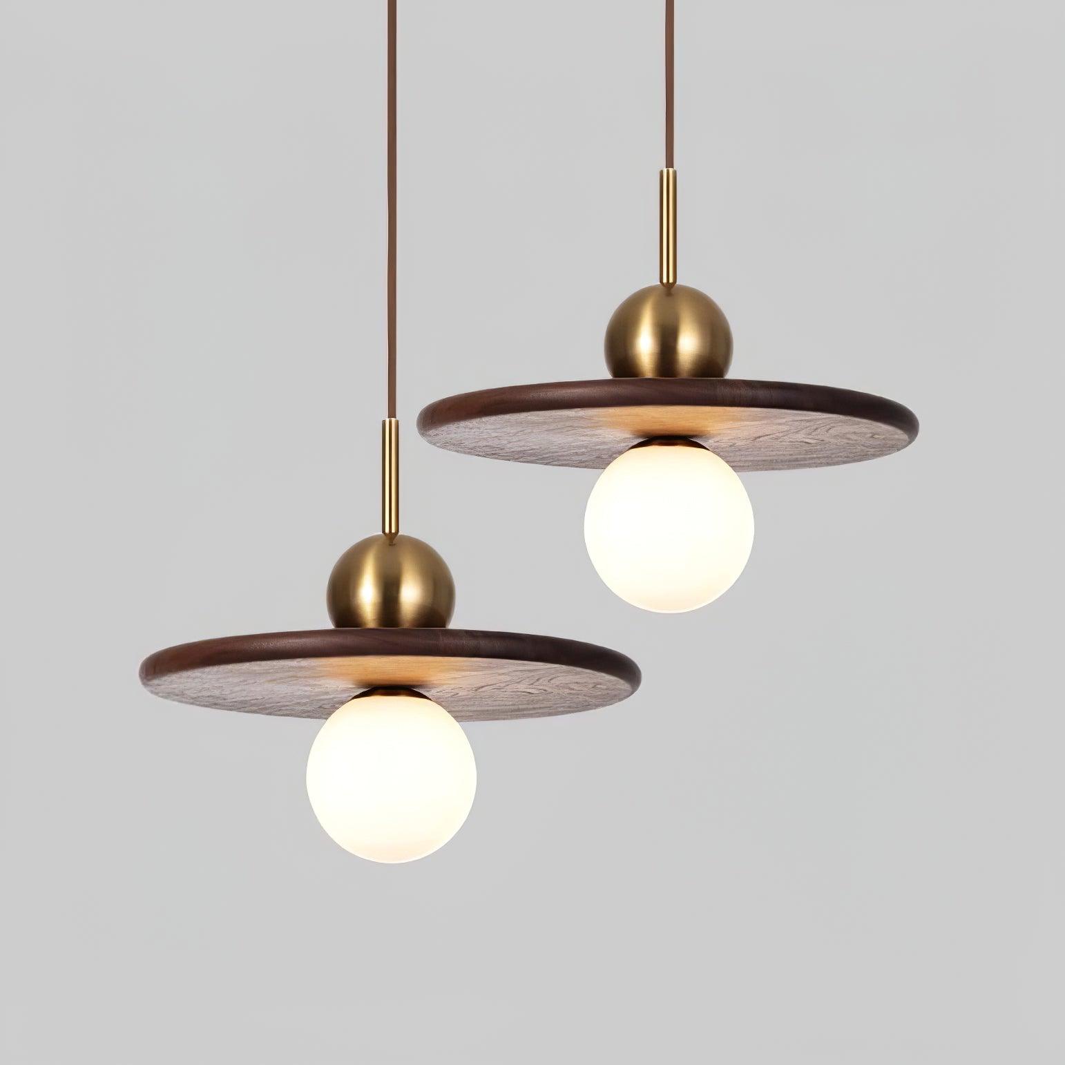 Flying Saucer Walnut Pendant Lamp - Letslighting