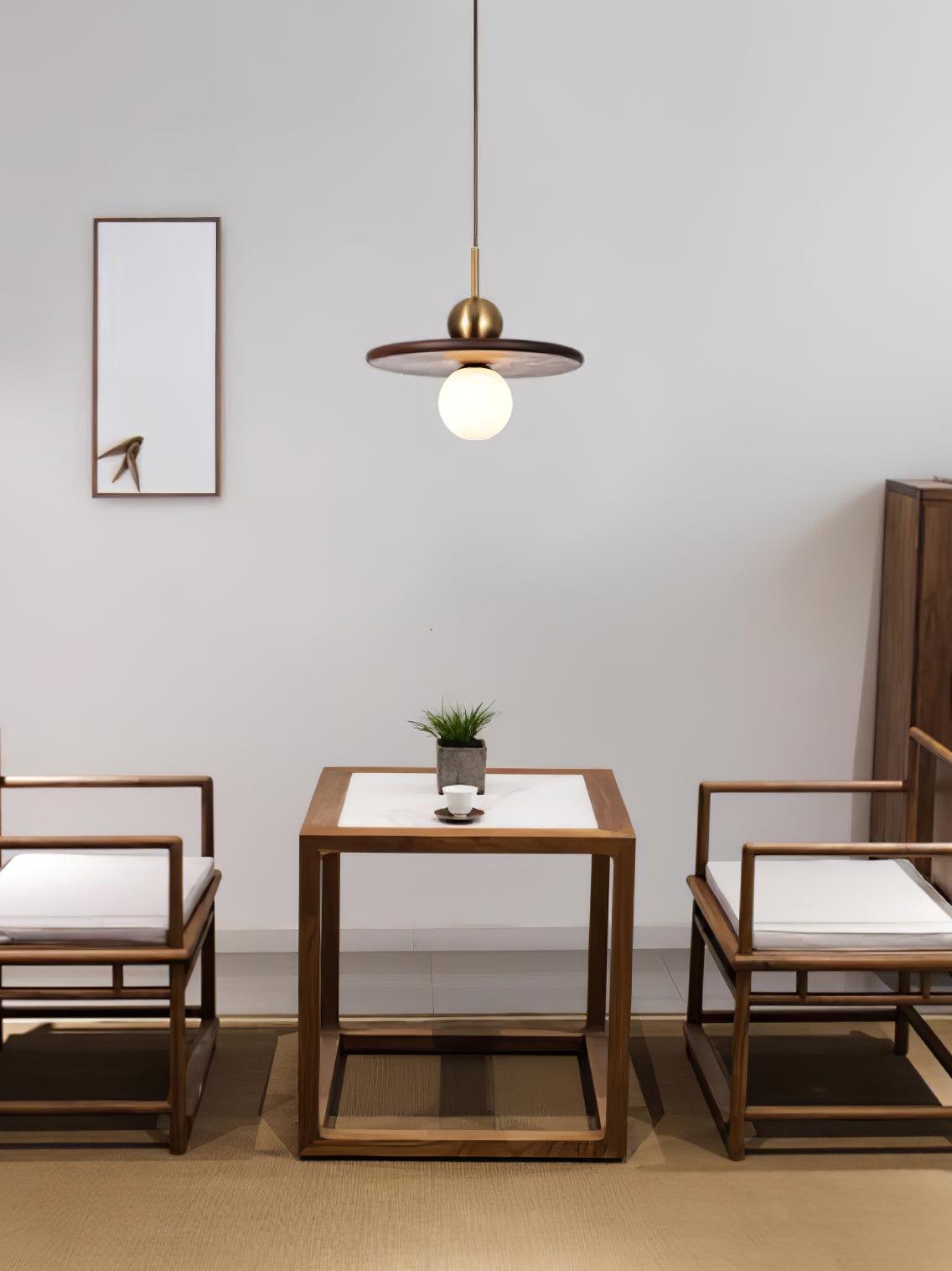 Flying Saucer Walnut Pendant Lamp - Letslighting