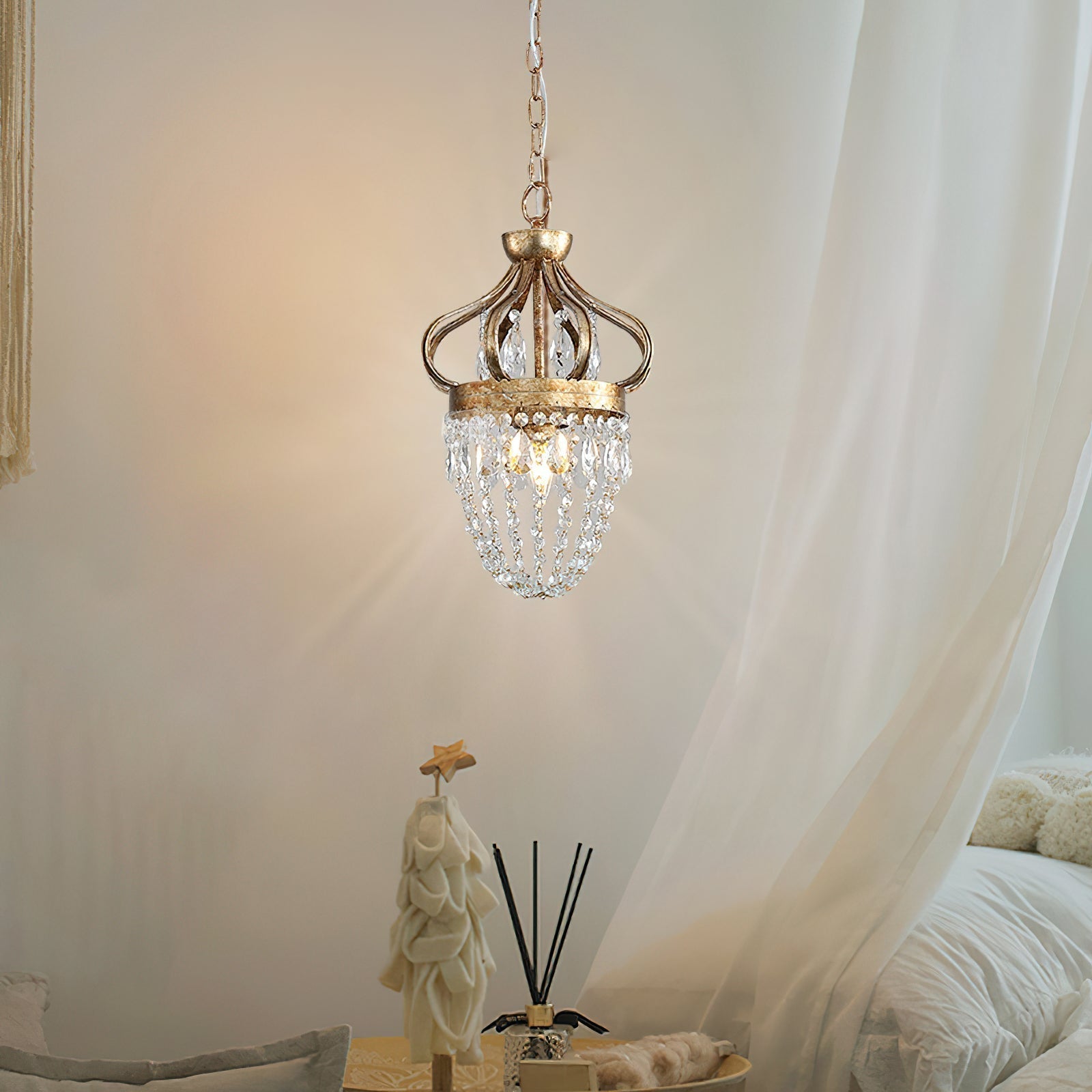 Abella Tear Drop Crystal Chandelier - Lamp Copper