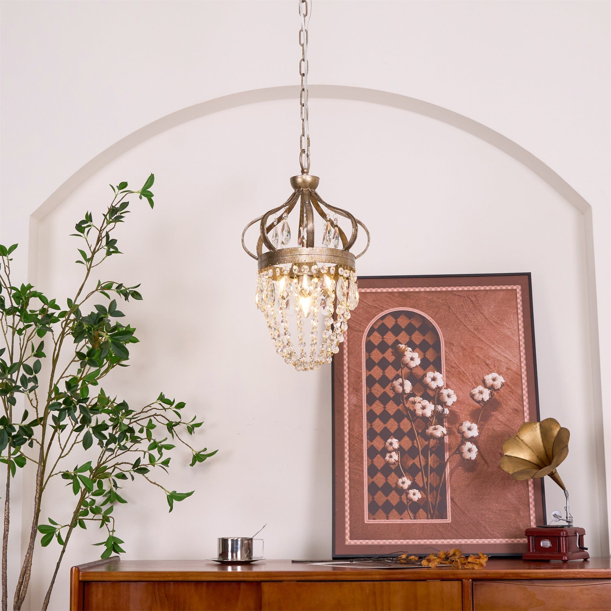 Abella Tear Drop Crystal Chandelier - Lamp Copper