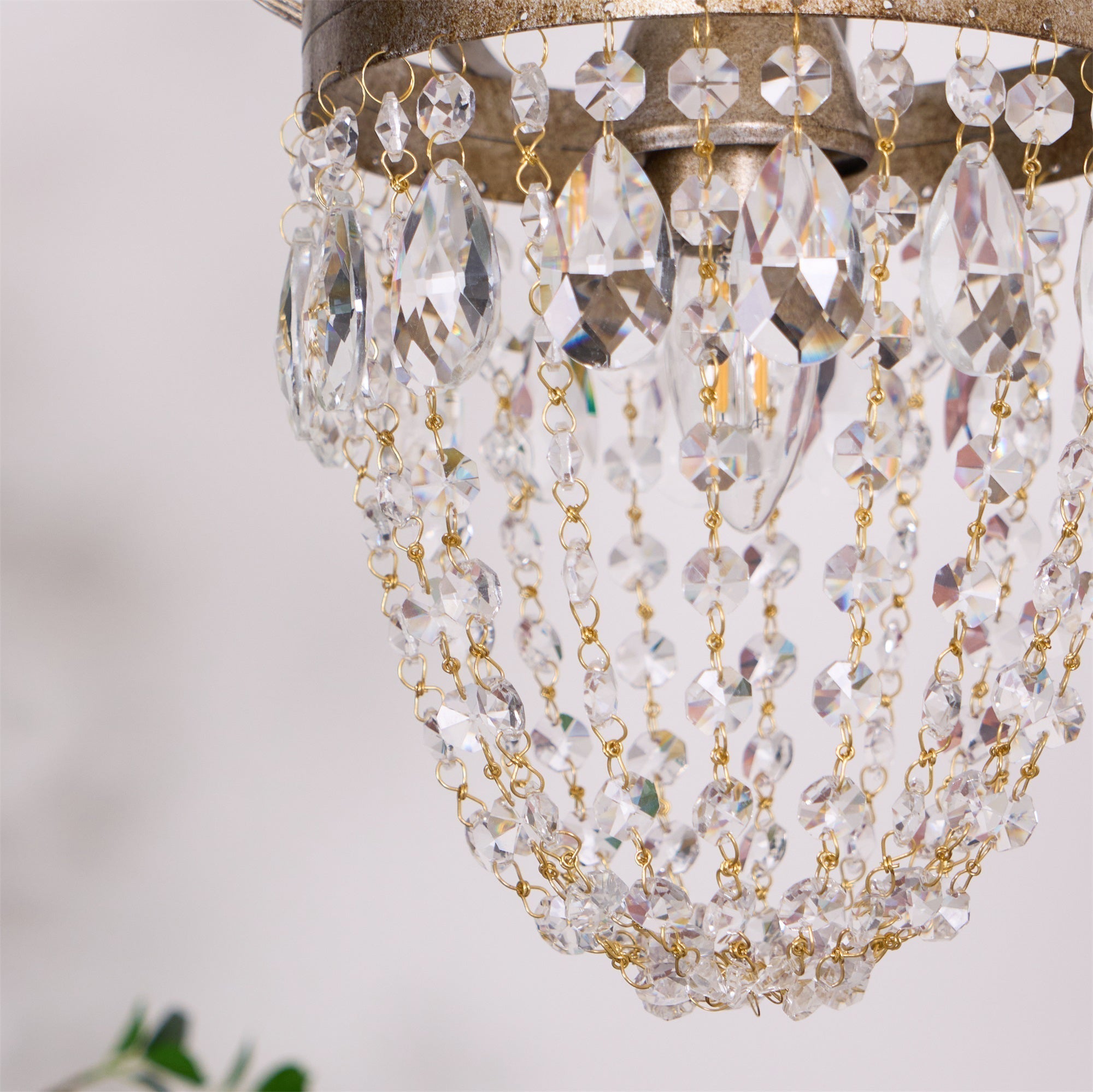 Abella Tear Drop Crystal Chandelier - Lamp Copper