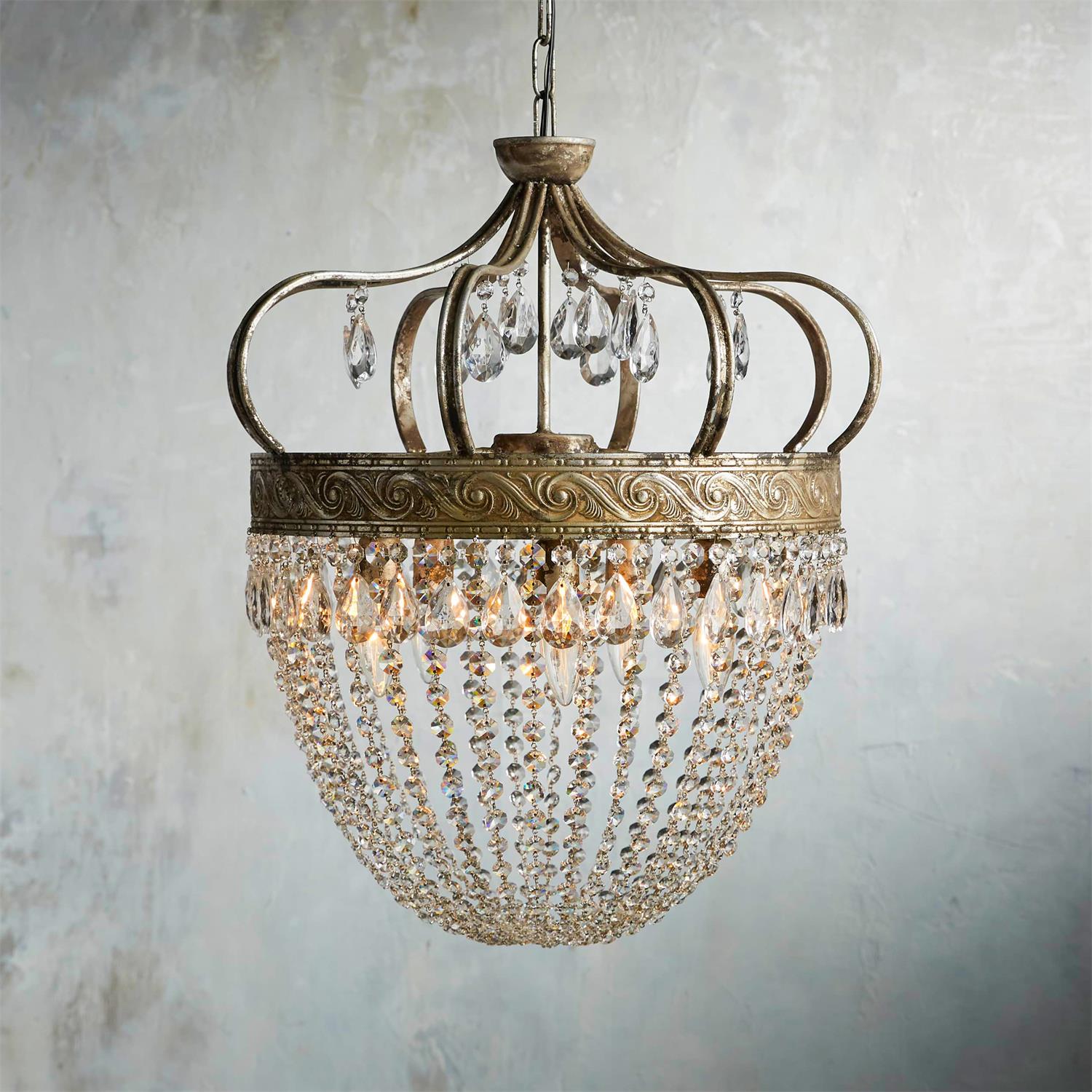 Abella Tear Drop Crystal Chandelier - Lamp Copper