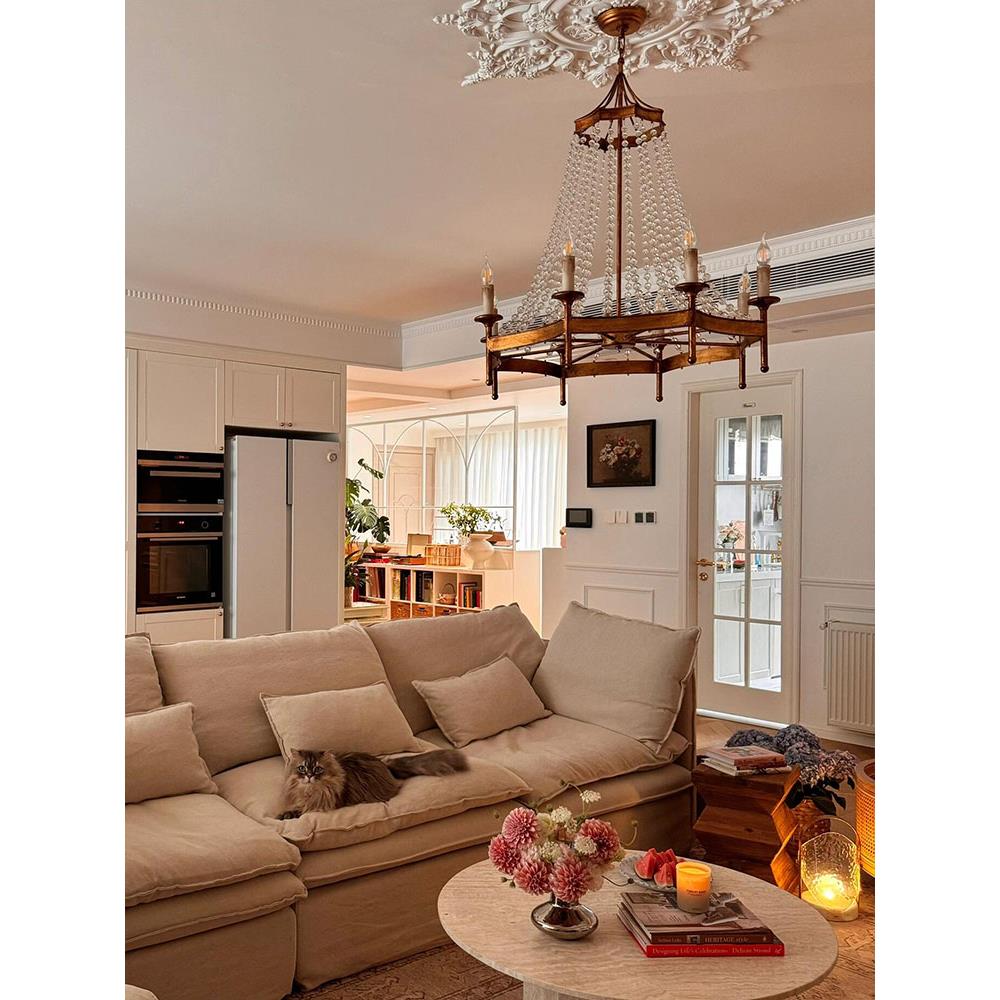 Zavela Postmodern Luxury Bead Crystal Chandelier - Lamp Copper