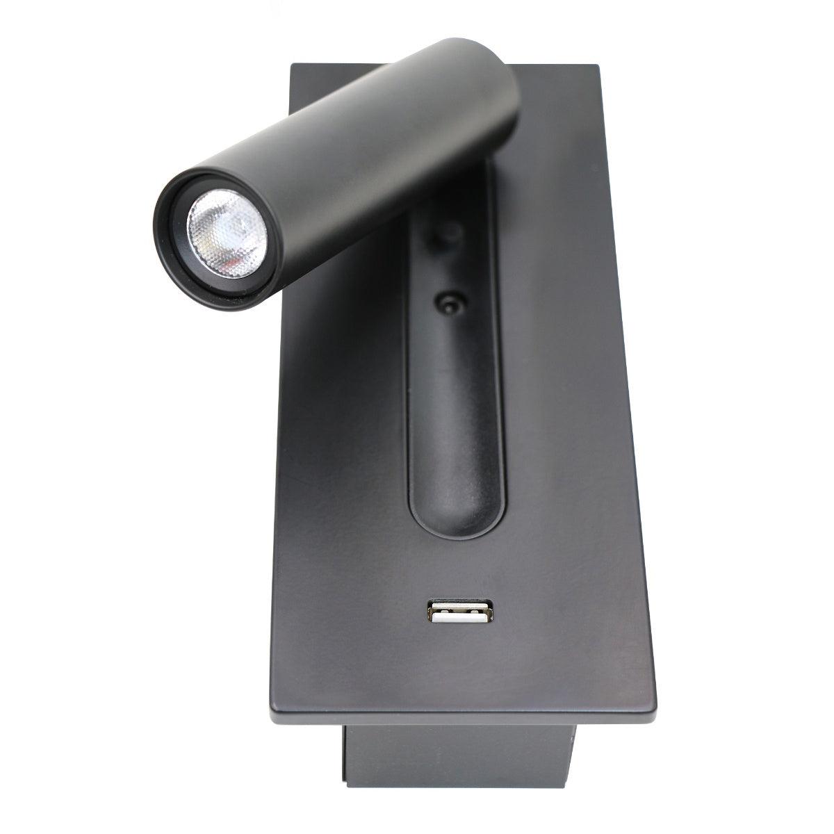 Black Bedside USB Wall Light - Letslighting