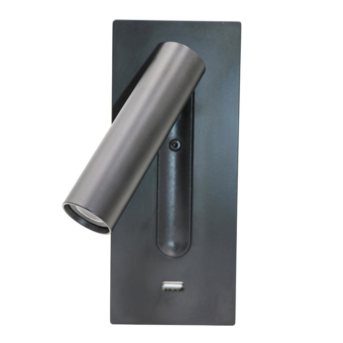 Black Bedside USB Wall Light - Letslighting
