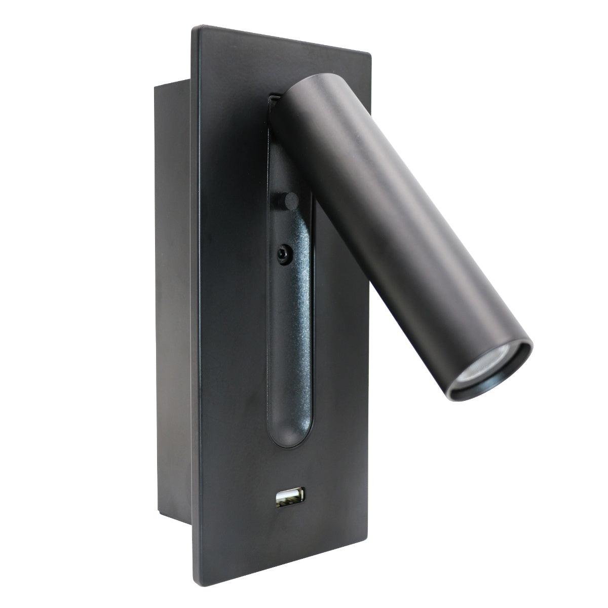Black Bedside USB Wall Light - Letslighting