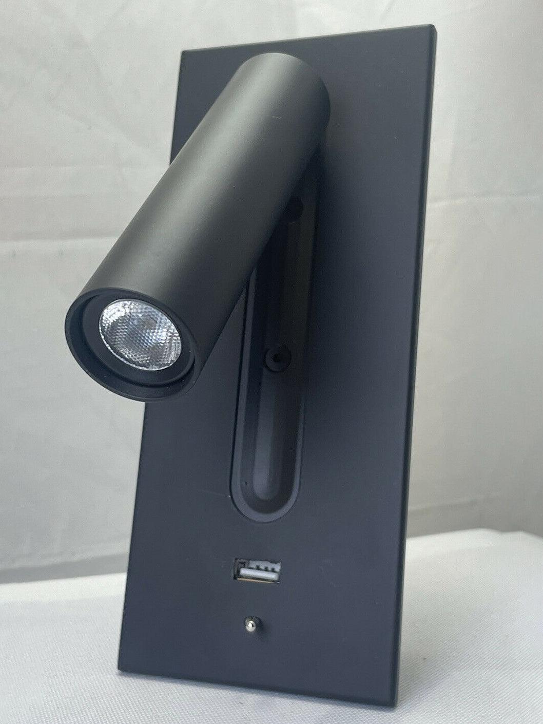 Black Bedside USB Wall Light - Letslighting