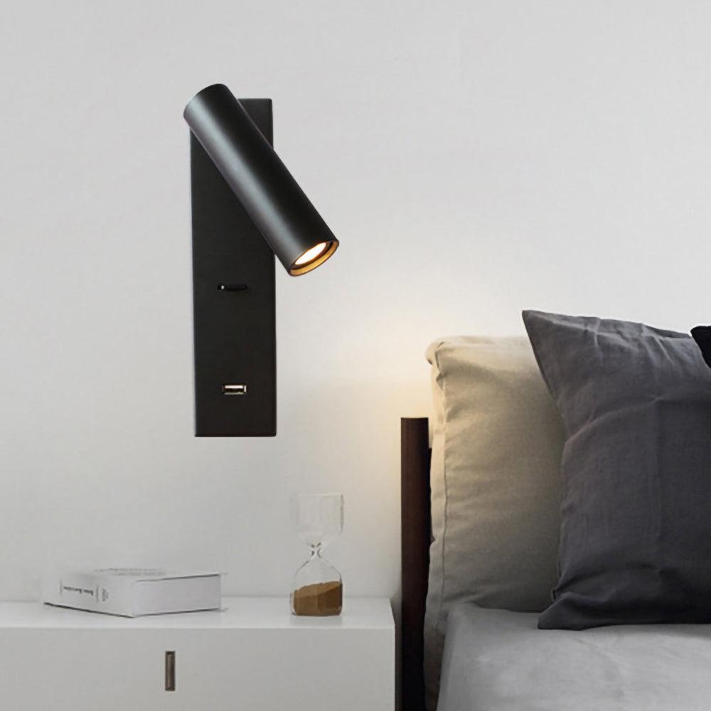 Black Bedside USB Wall Light - Letslighting
