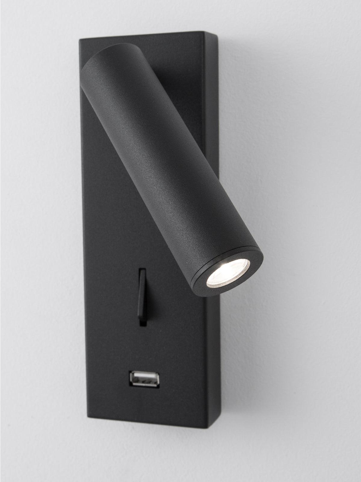 Black Bedside USB Wall Light - Letslighting