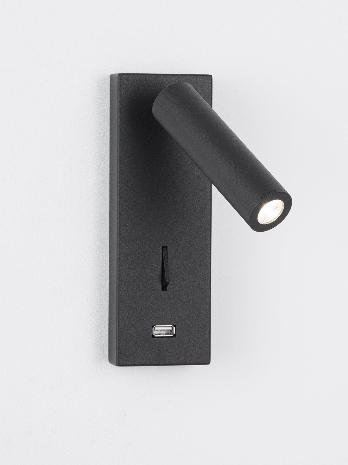 Black Bedside USB Wall Light - Letslighting