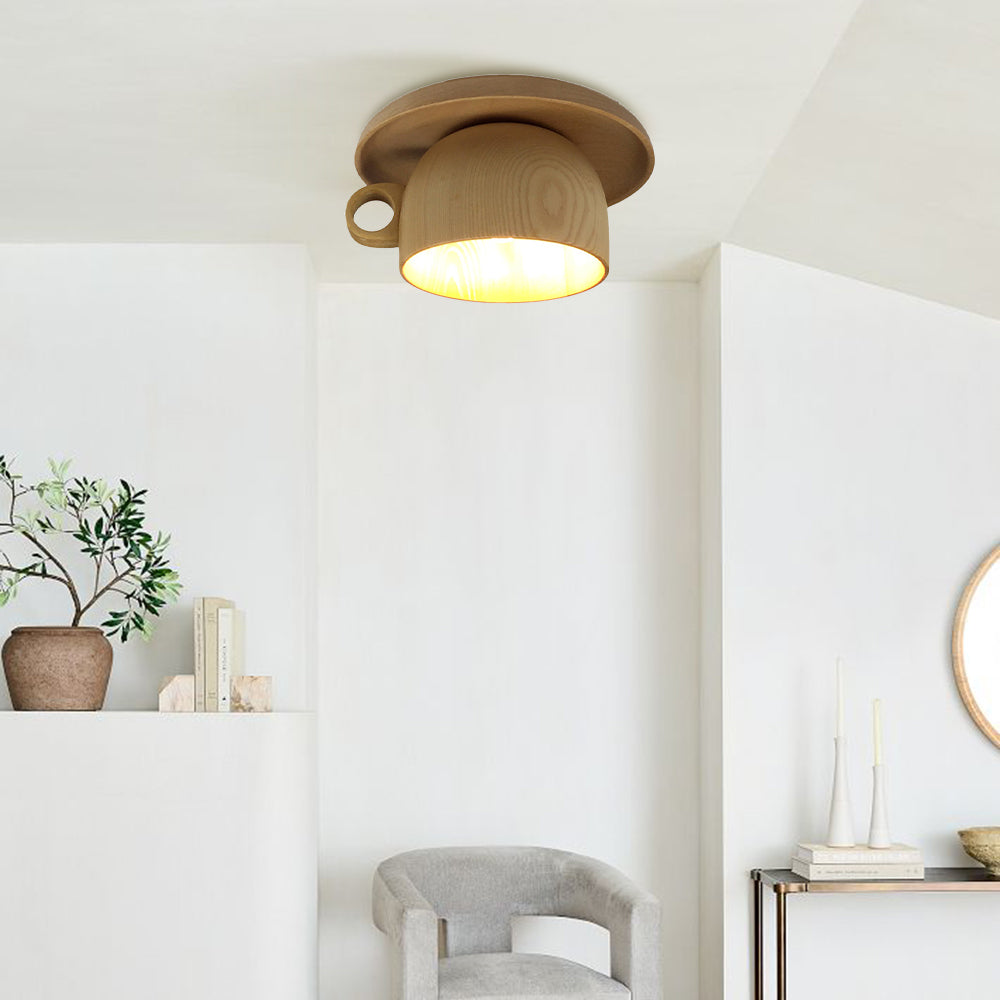 Arisha Modern Madera Taza Plafón Lámpara de Techo Dormitorio