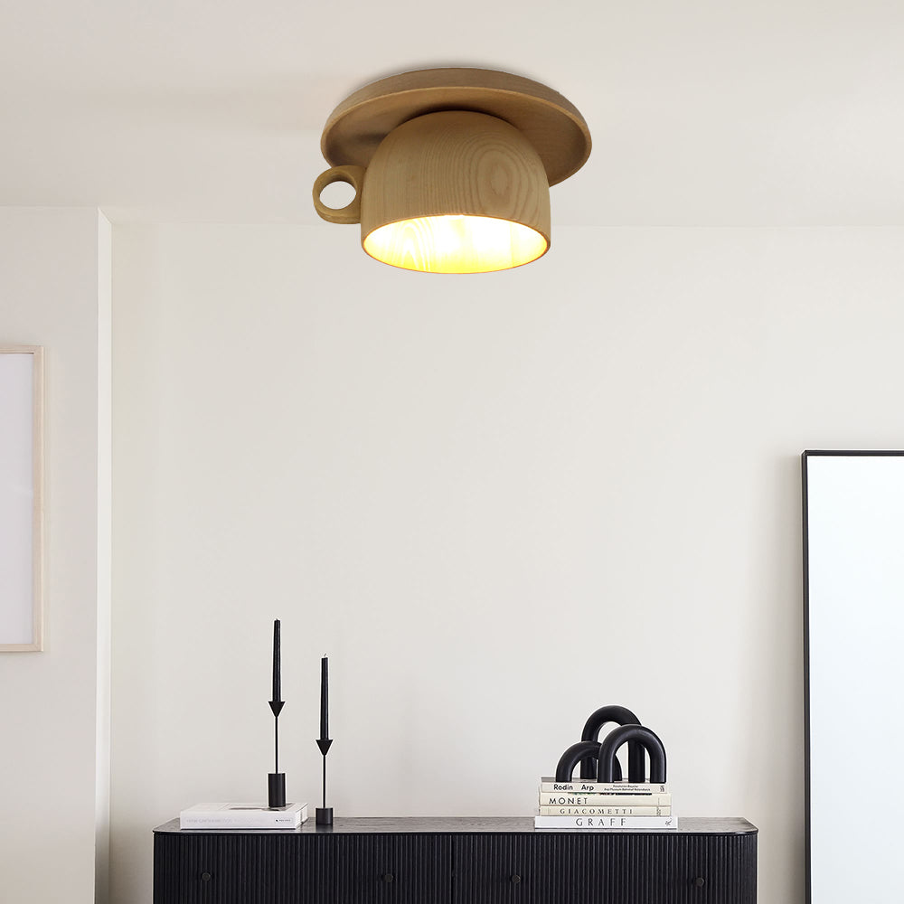 Arisha Modern Madera Taza Plafón Lámpara de Techo Dormitorio