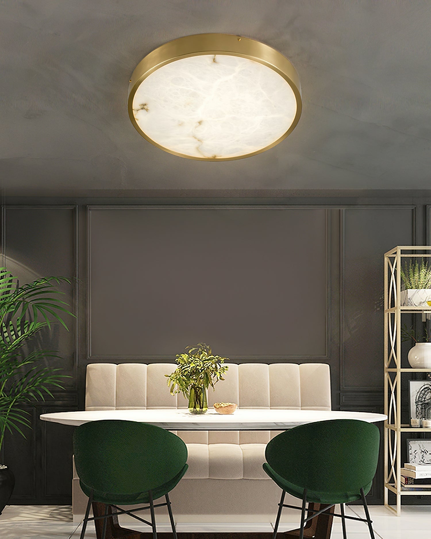 Uzoror Modern Minimalist Recessed Alabaster Ceiling Light - Lamp Copper