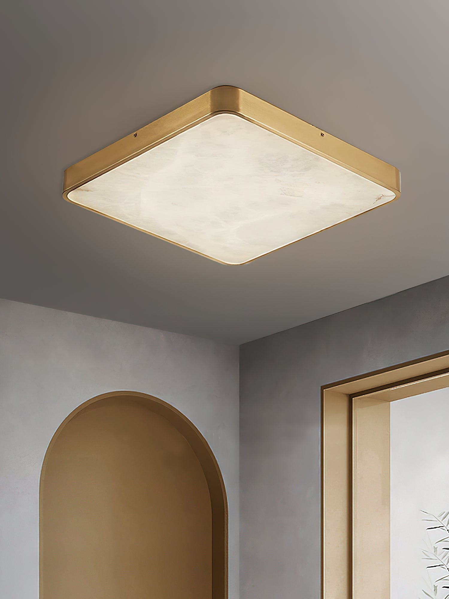 Uzoror Modern Minimalist Recessed Alabaster Ceiling Light - Lamp Copper