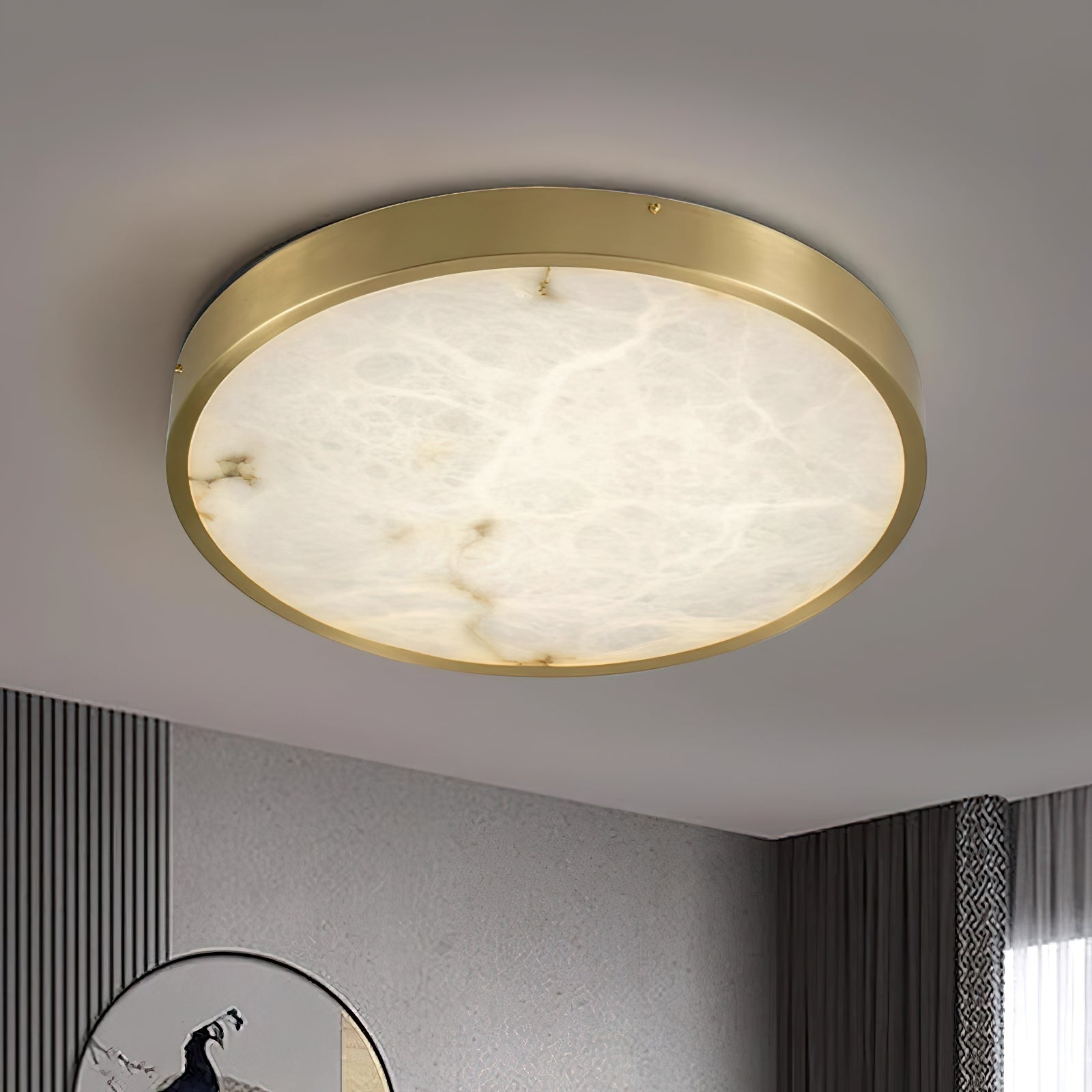 Uzoror Modern Minimalist Recessed Alabaster Ceiling Light - Lamp Copper