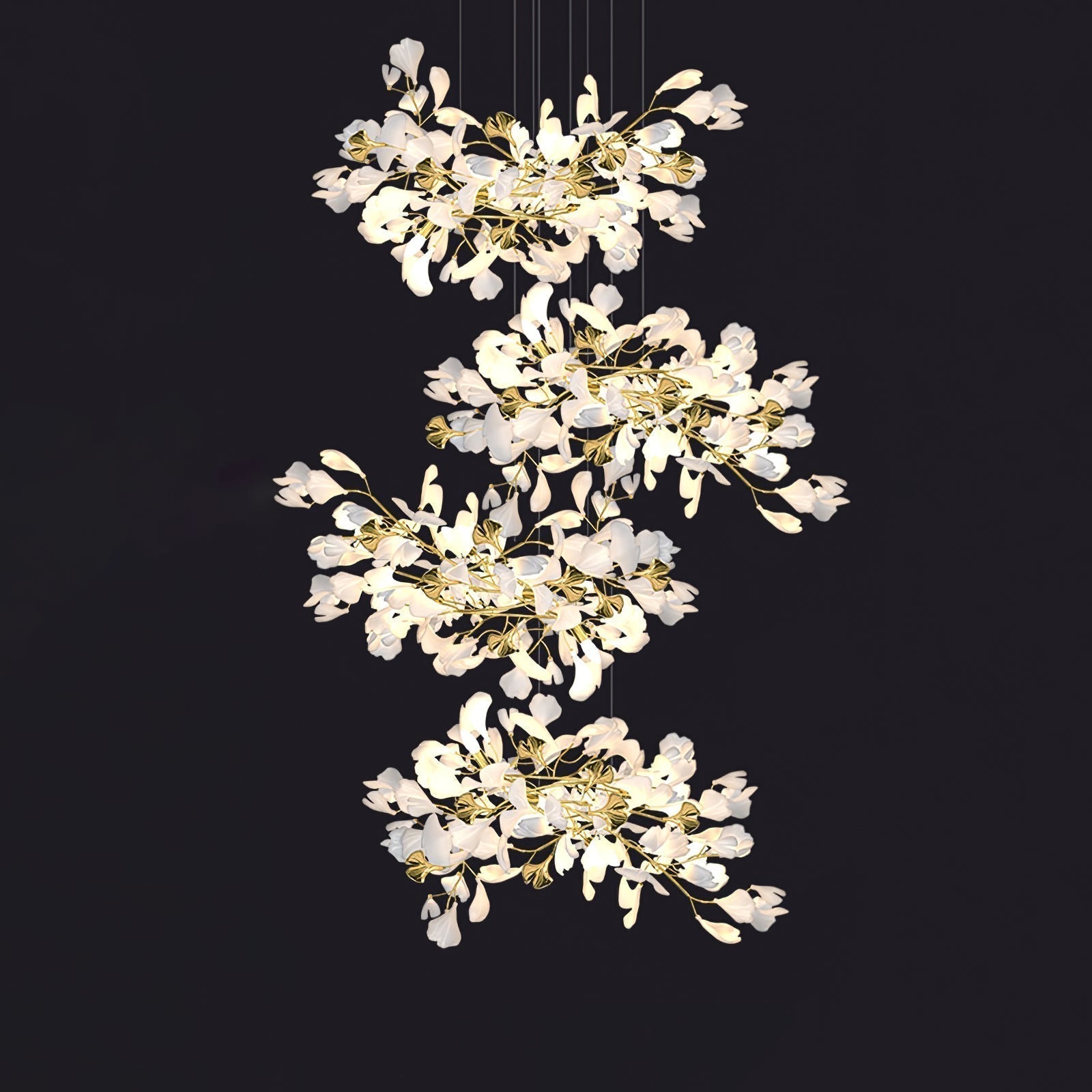 Eurzoris Gingko Metal Leaf Chandelier - Letslighting