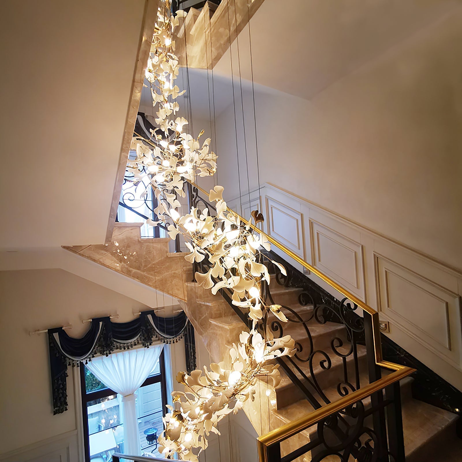 Eurzoris Gingko Metal Leaf Chandelier - Letslighting