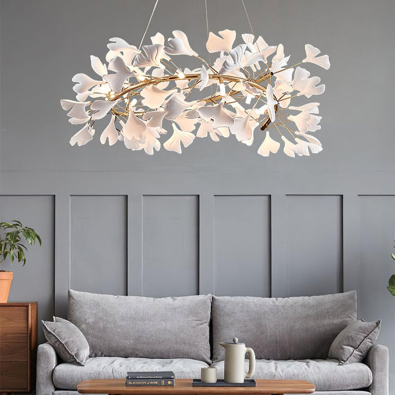 Olivia GinkLuxe Araña LED Dorada Moderna Metal/Cerámica