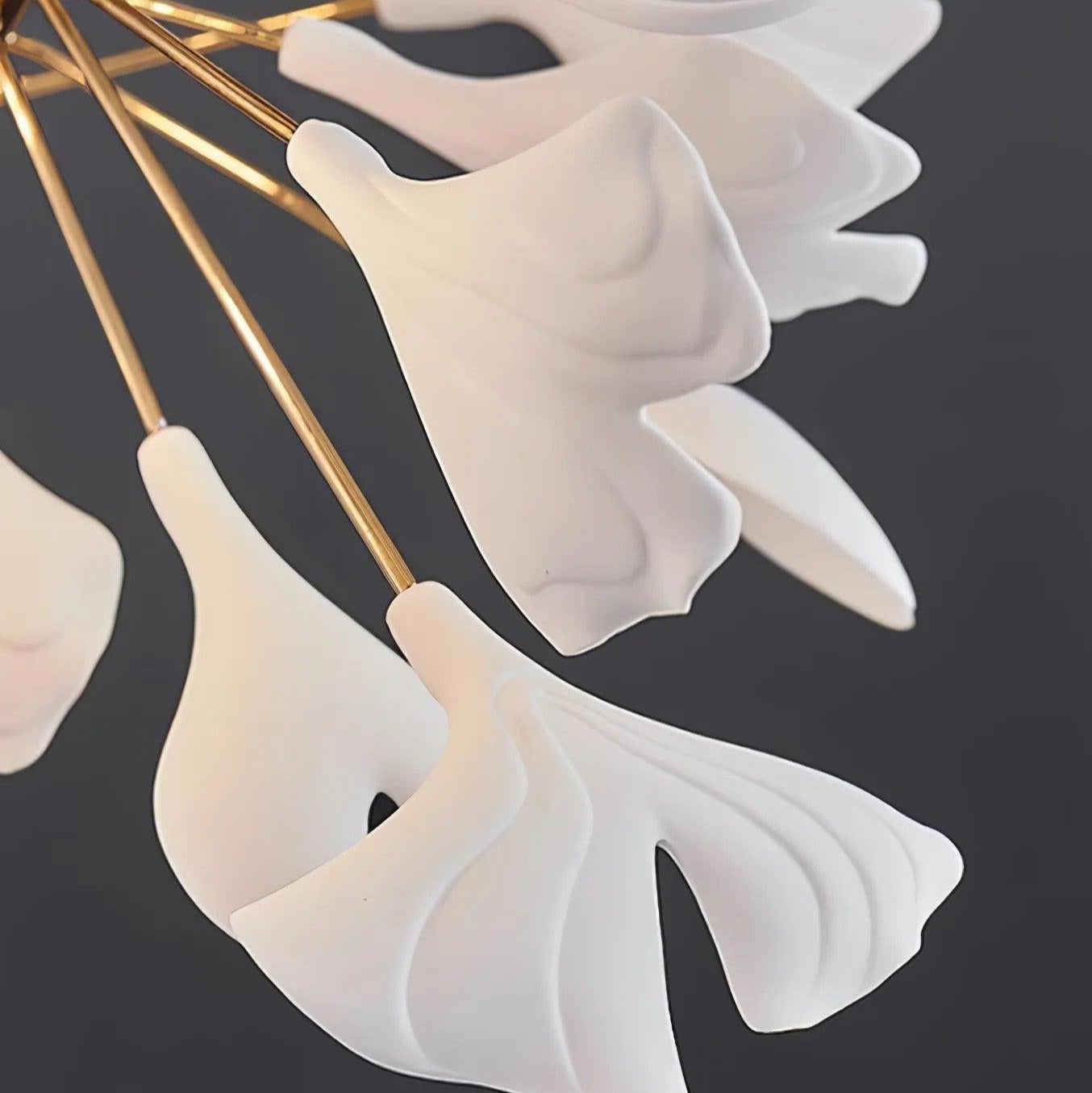 Aurora Chandelier Ginkgo Leaf Brass Ceramic - Letslighting