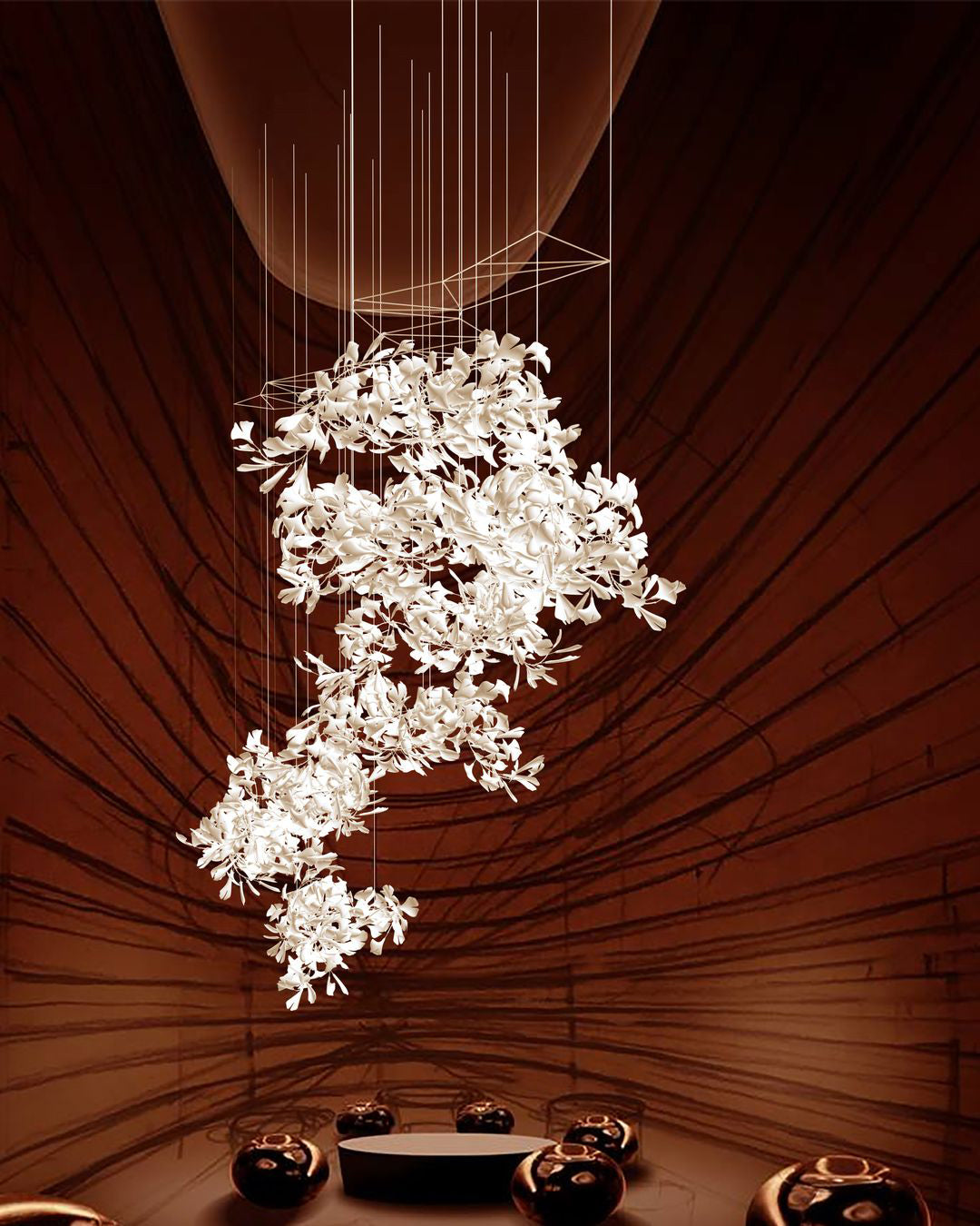 Eurzoris Gingko Metal Leaf Chandelier - Letslighting