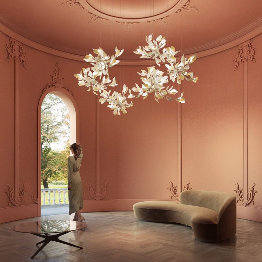 Eurzoris Gingko Metal Leaf Chandelier - Letslighting