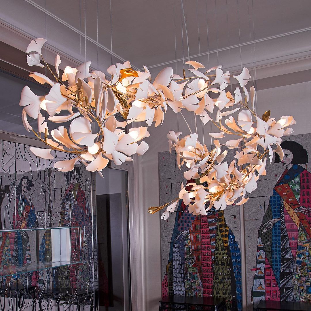 Eurzoris Gingko Metal Leaf Chandelier - Letslighting