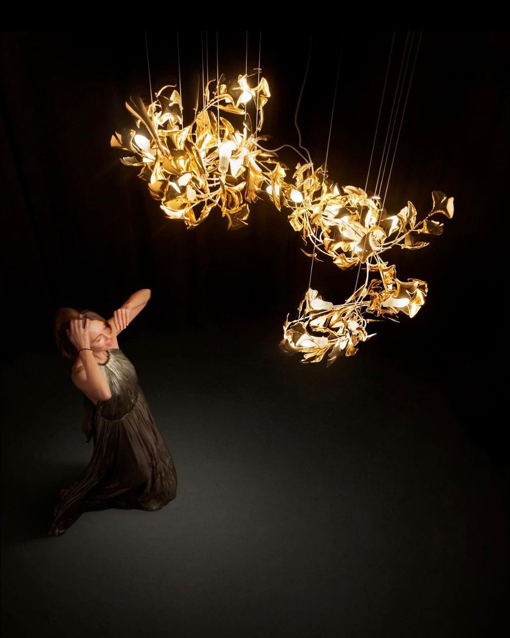 Eurzoris Gingko Metal Leaf Chandelier - Letslighting