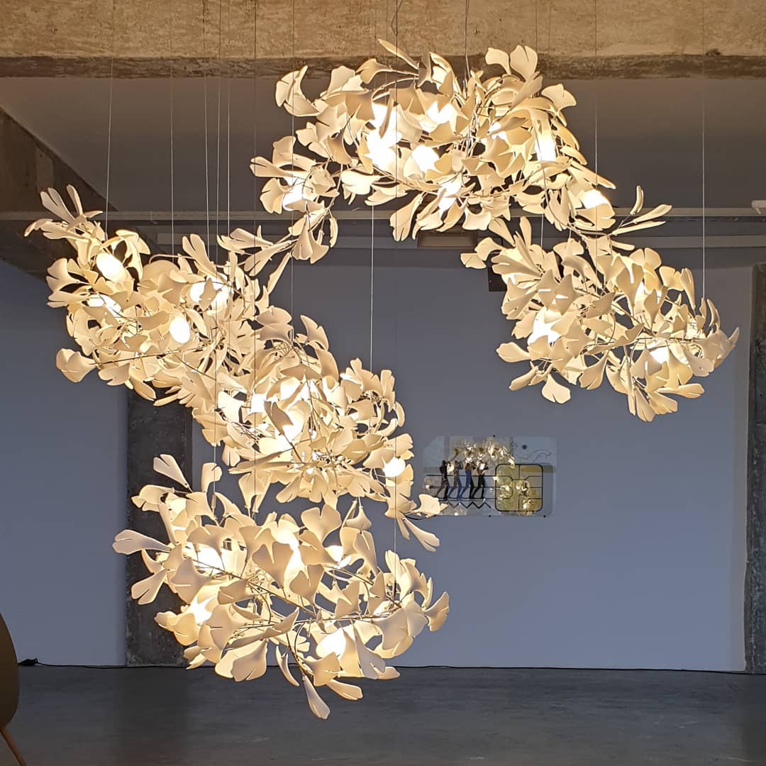 Eurzoris Gingko Metal Leaf Chandelier - Letslighting