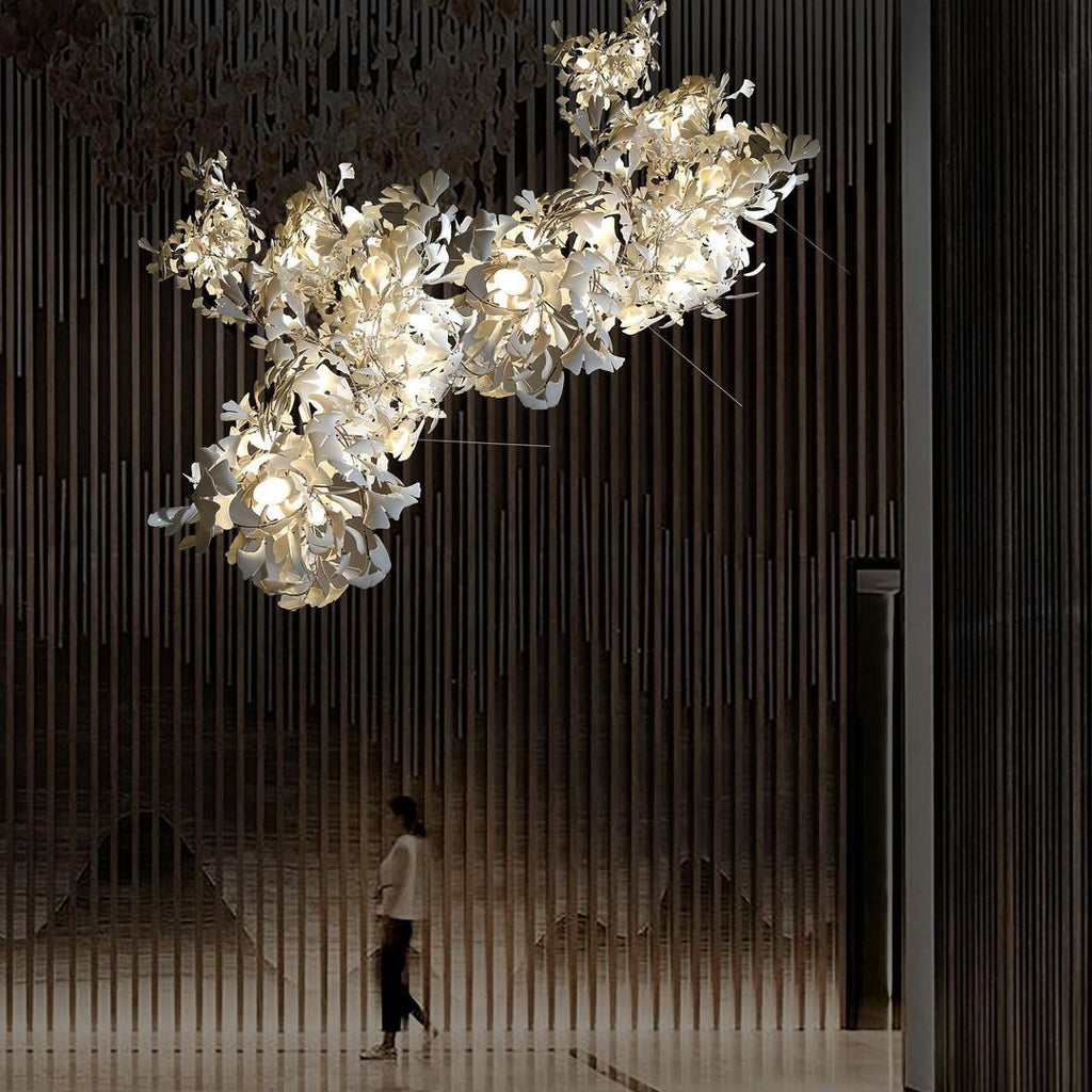 Eurzoris Gingko Metal Leaf Chandelier - Letslighting
