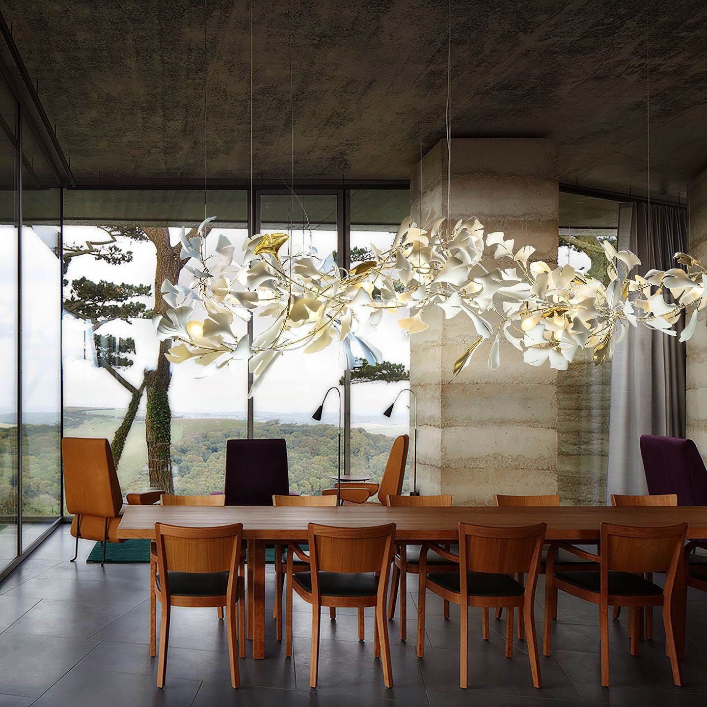 Eurzoris Gingko Metal Leaf Chandelier - Letslighting