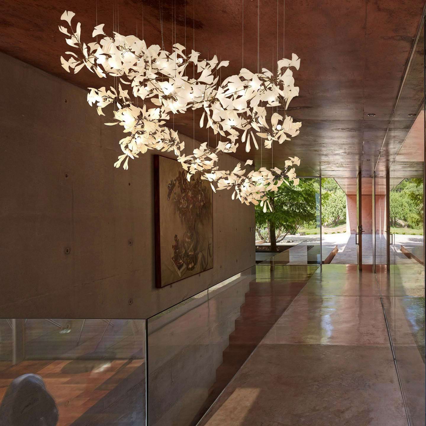 Eurzoris Gingko Metal Leaf Chandelier - Letslighting