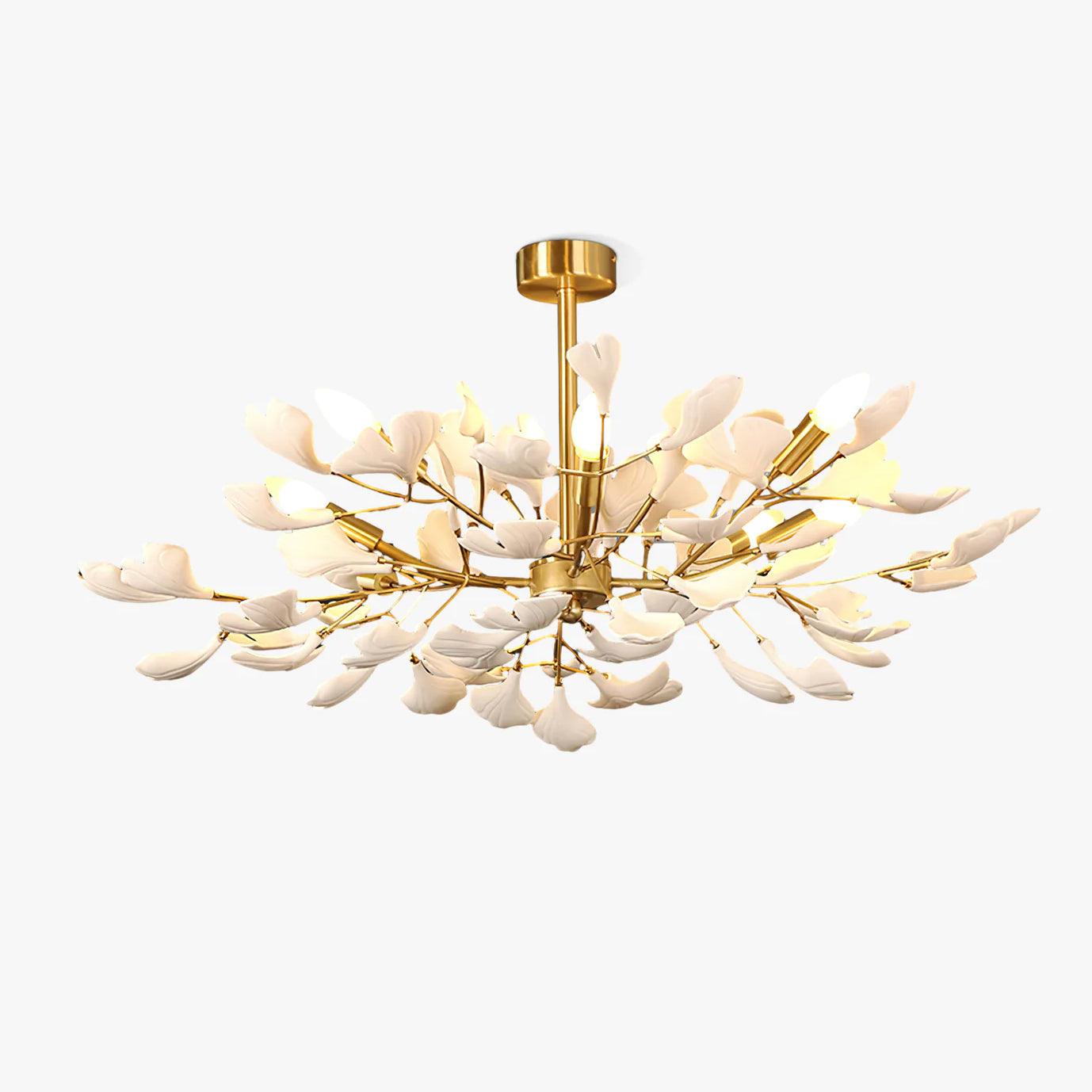 Aurora Chandelier Ginkgo Leaf Brass Ceramic - Letslighting