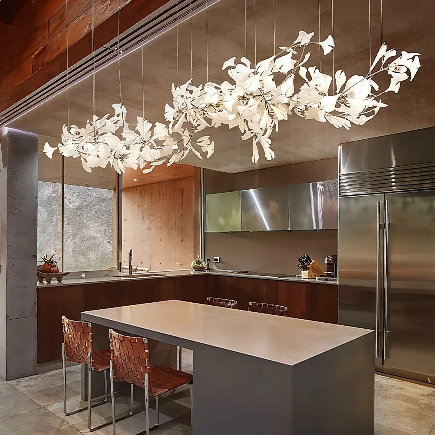 Eurzoris Gingko Metal Leaf Chandelier - Letslighting