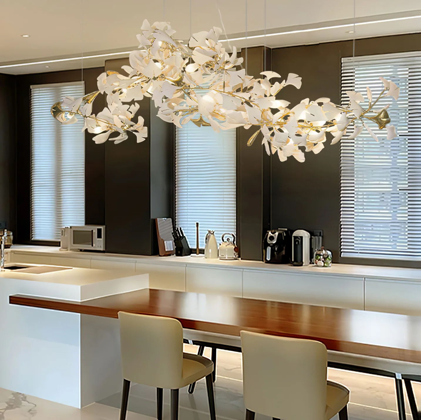 Eurzoris Gingko Metal Leaf Chandelier - Letslighting