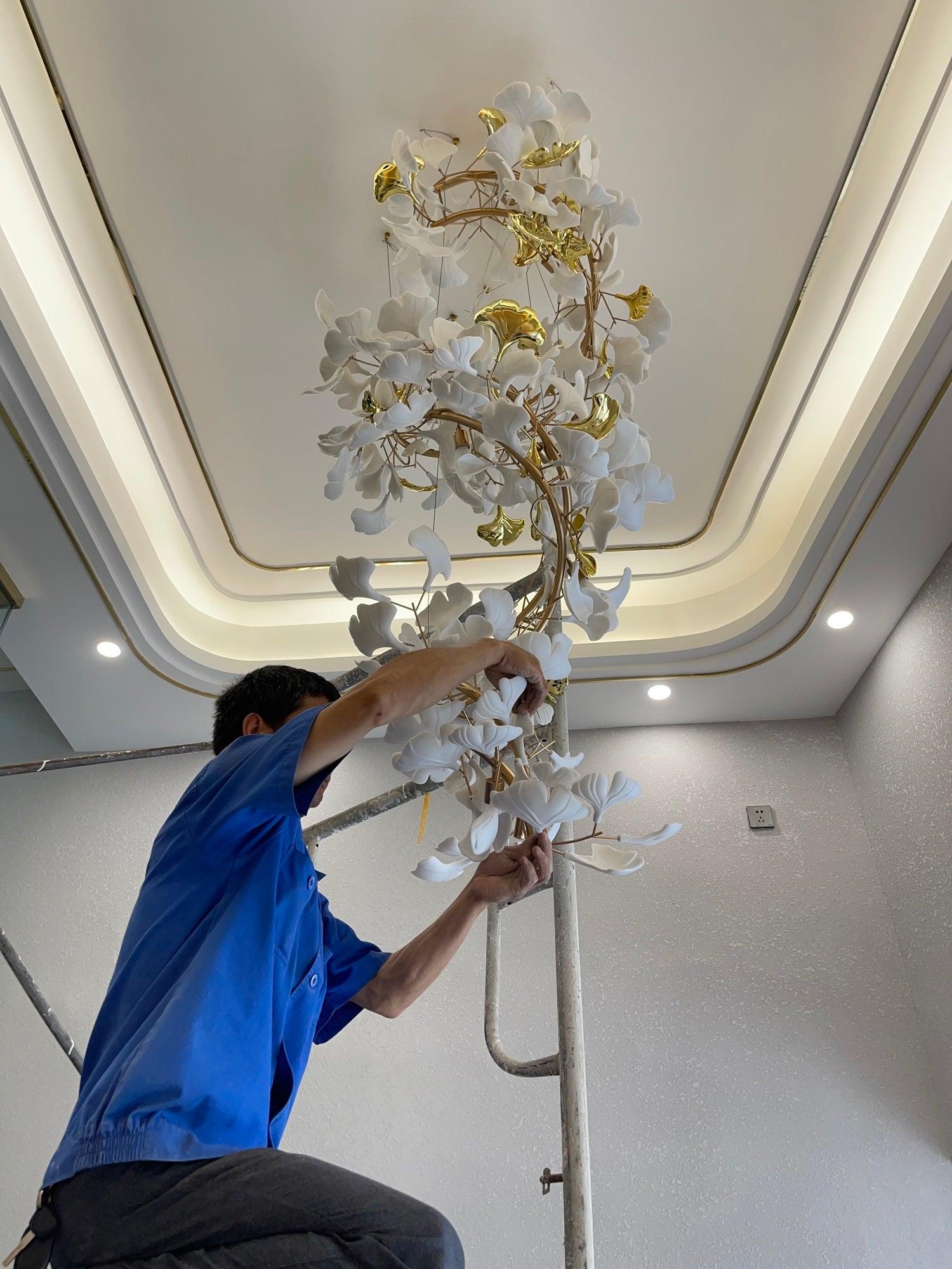Eloria Cascading Floral Spiral Chandelier - Letslighting