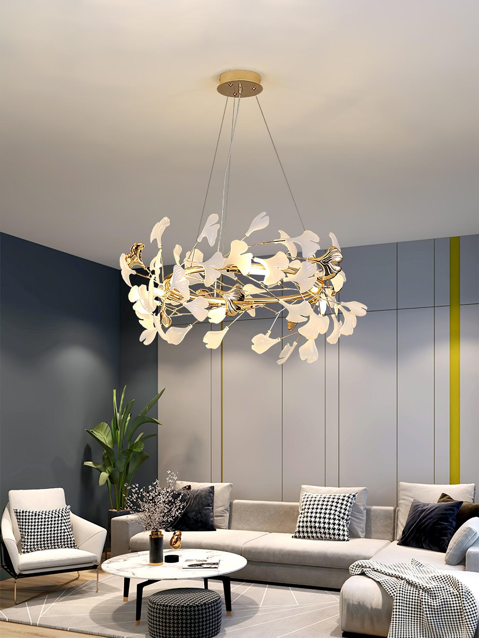 Ovyneth Postmodern Luxury Gingko Metal Ceramics Chandelier - Letslighting
