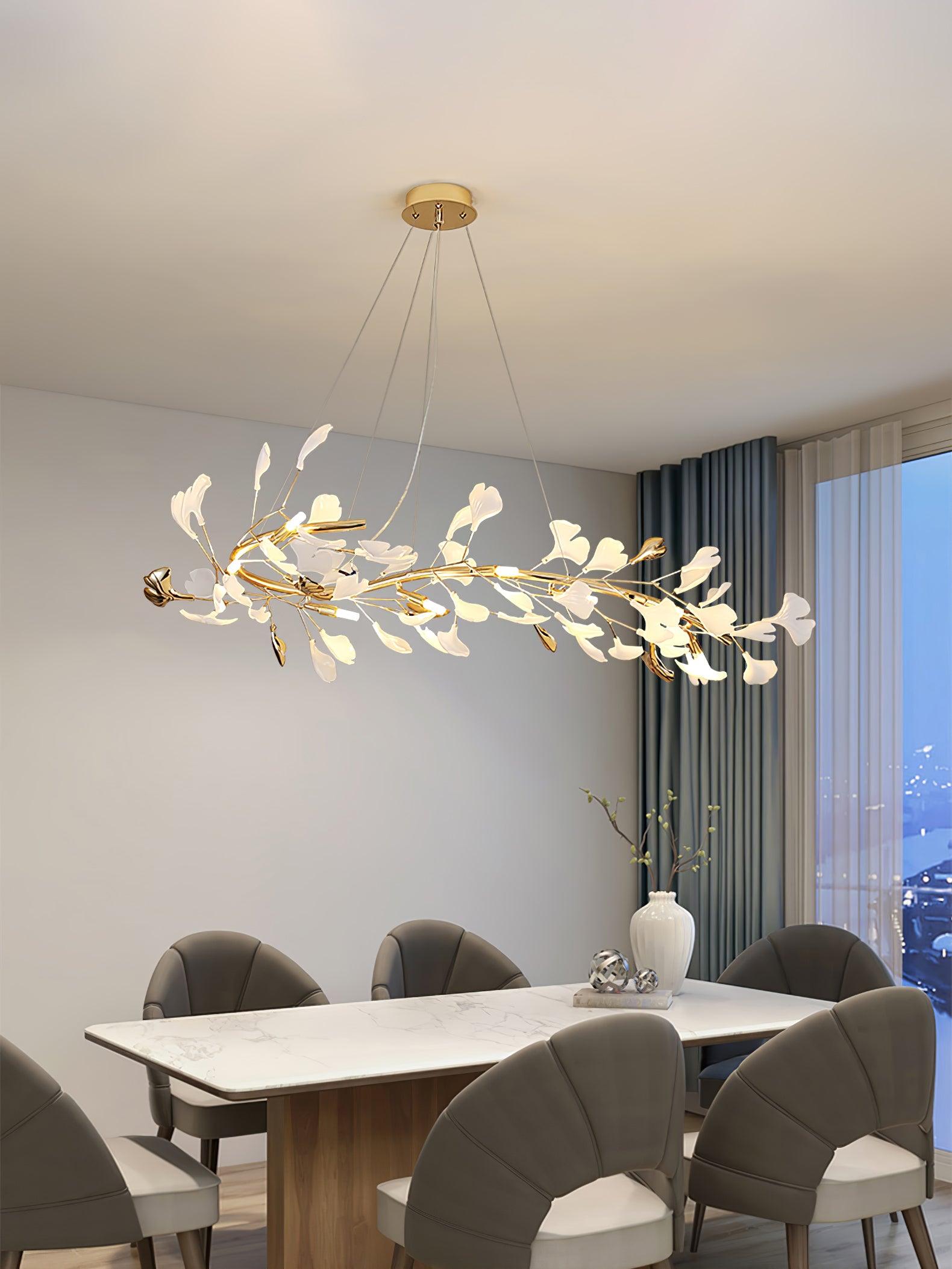 Ovyneth Postmodern Luxury Gingko Metal Ceramics Chandelier - Letslighting