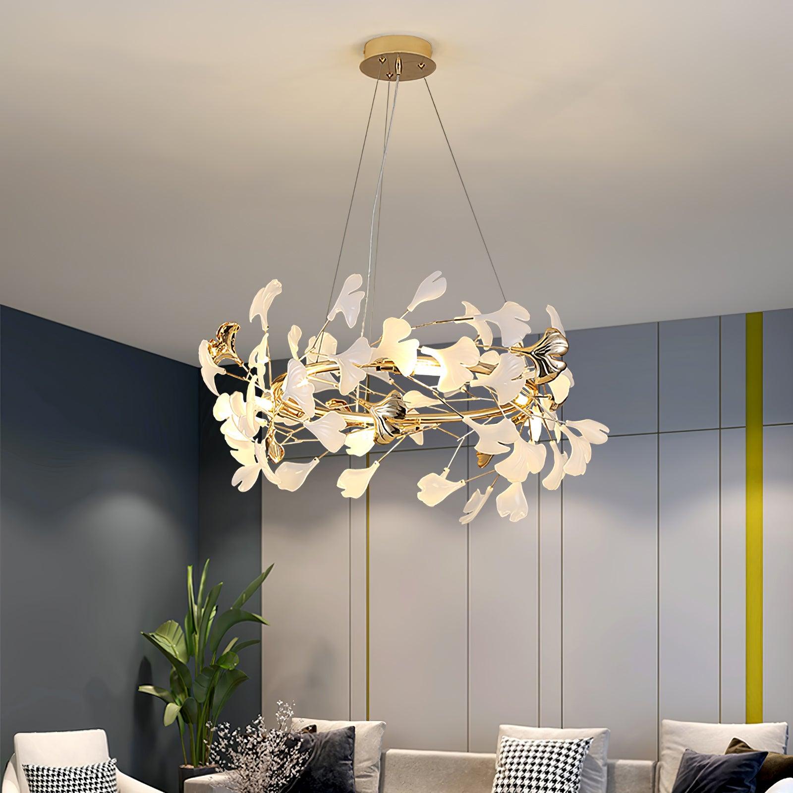 Ovyneth Postmodern Luxury Gingko Metal Ceramics Chandelier - Letslighting